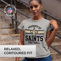 New Orleans Saints NFL Womens Short Sleeve Property of Tshirt - Gray