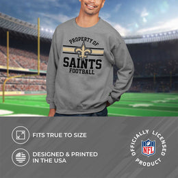 New Orleans Saints NFL Adult Property Of Crewneck Fleece Sweatshirt - Sport Gray