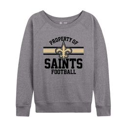 New Orleans Saints NFL Womens Property of Lighweight Crew Neck - Sport Gray