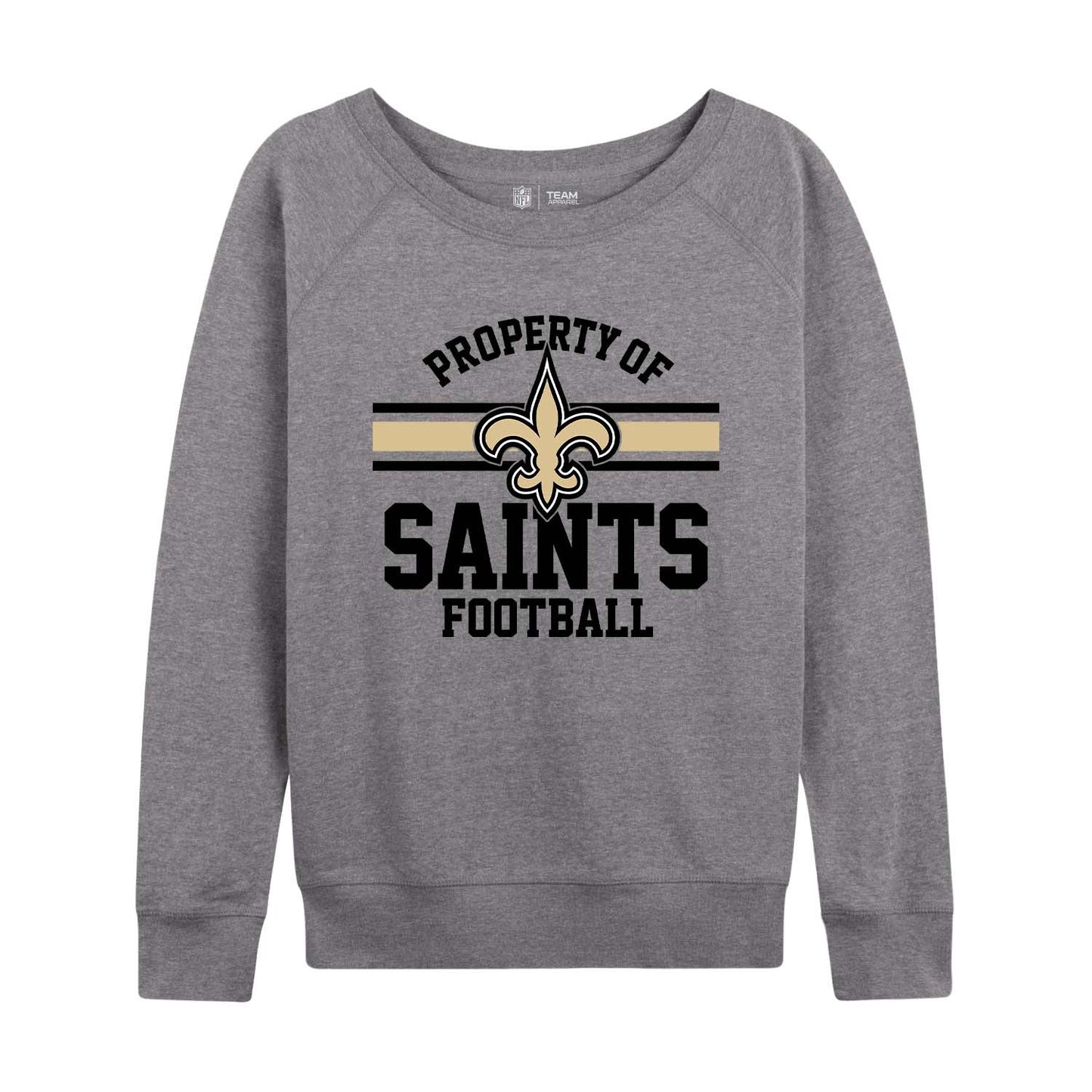 New Orleans Saints NFL Womens Property of Lighweight Crew Neck - Sport Gray