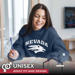 Nevada Wolf Pack Campus Colors Adult Arch & Logo Soft Style Gameday Crewneck Sweatshirt  - Navy