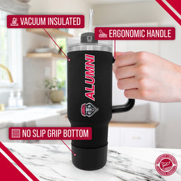 New Mexico Lobos Collegiate 40oz Stainless Steel Travel Tumbler with Handle for Alumni - Black
