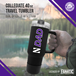 Northwestern Wildcats Collegiate 40oz Stainless Steel Travel Tumbler with Handle for Dad - Black