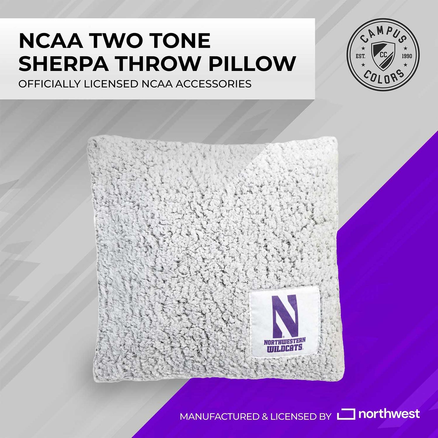 Northwestern Wildcats Two Tone Sherpa Throw Pillow - Team Color