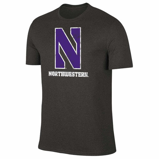 Northwestern Wildcats Adult MVP Heathered Cotton Blend T-Shirt - Black