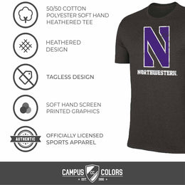 Northwestern Wildcats Adult MVP Heathered Cotton Blend T-Shirt - Black