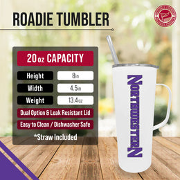 Northwestern Wildcats NCAA Stainless Steal 20oz Roadie With Handle & Dual Option Lid With Straw - White