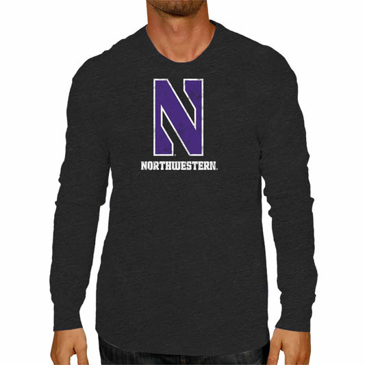Northwestern Wildcats NCAA MVP Adult Long-Sleeve Shirt - Black