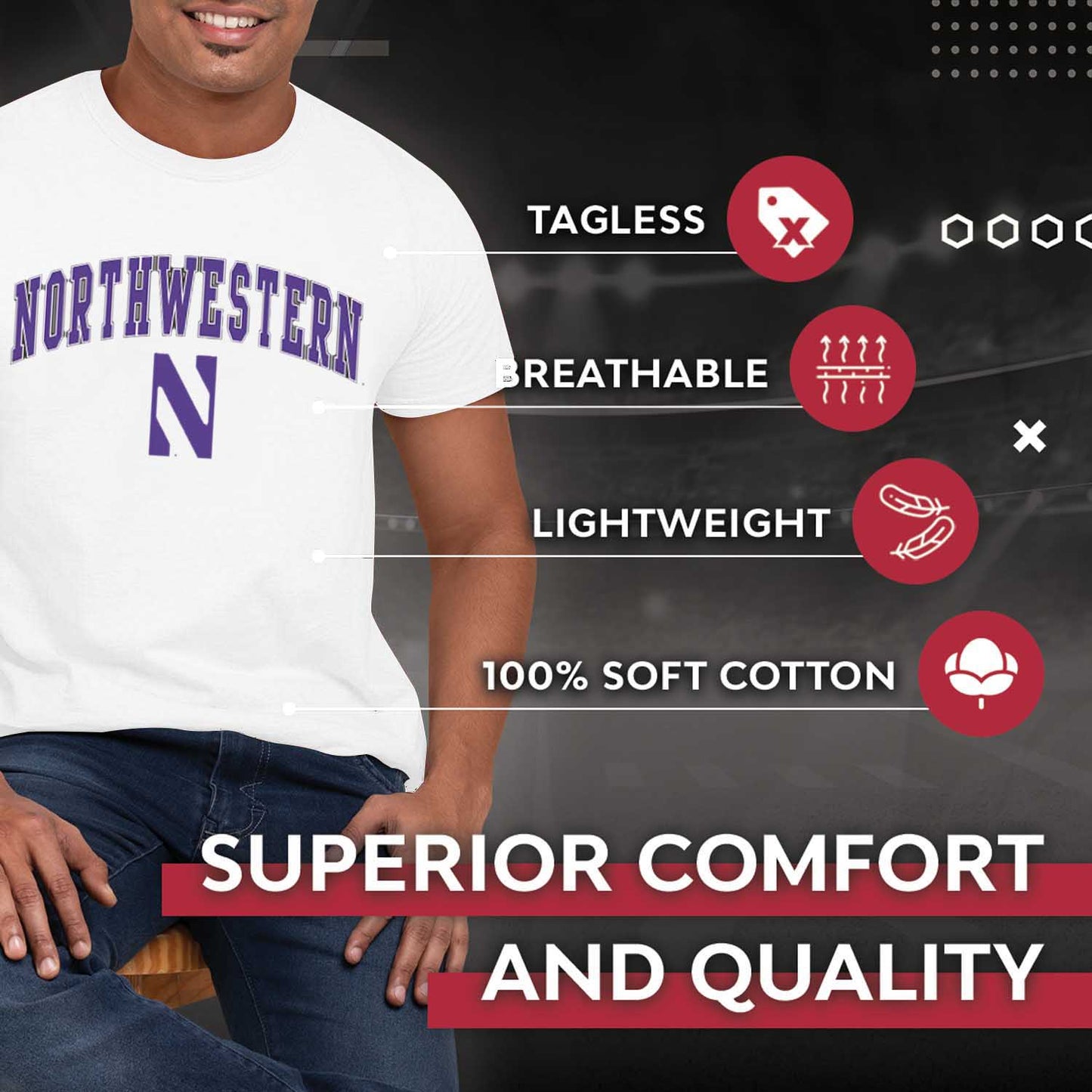 Northwestern Wildcats NCAA Adult Gameday Cotton T-Shirt - White