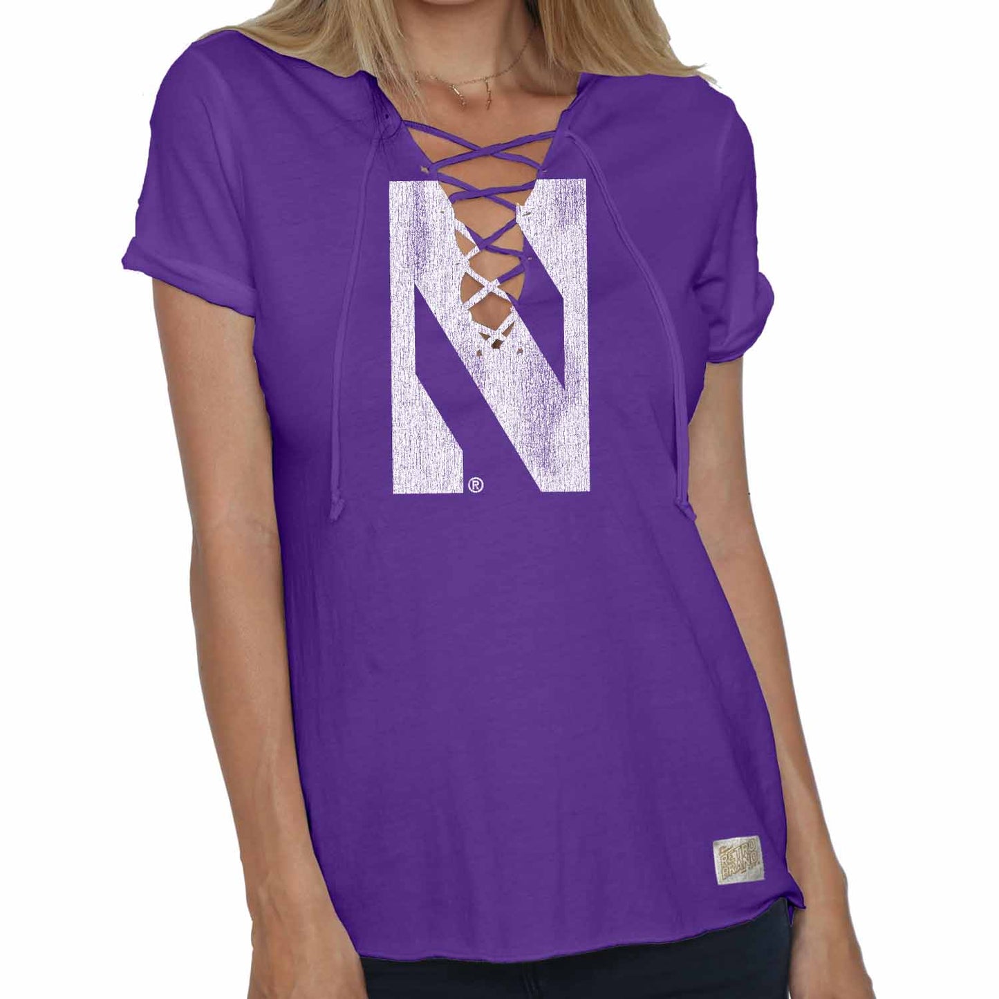 Northwestern Wildcats  Womens Vintage Lace Up Shirt  - Purple