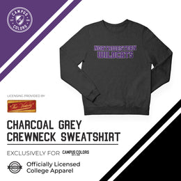 Northwestern Wildcats NCAA Adult Charcoal Crewneck Fleece Sweatshirt - Charcoal
