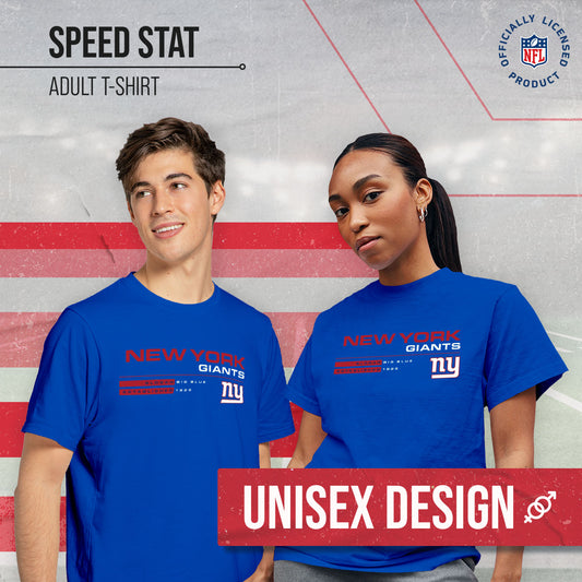 New York Giants Adult NFL Speed Stat Sheet T-Shirt - Royal