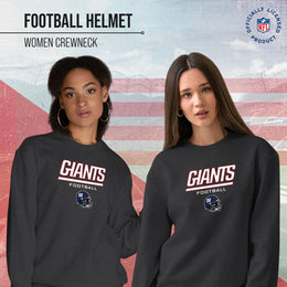 New York Giants Women's NFL Football Helmet Charcoal Slouchy Crewneck -Tagless Lightweight Pullover - Charcoal