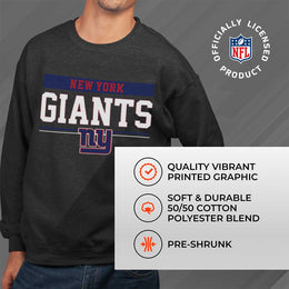 New York Giants NFL Adult Long Sleeve Team Block Charcoal Crewneck Sweatshirt - Charcoal