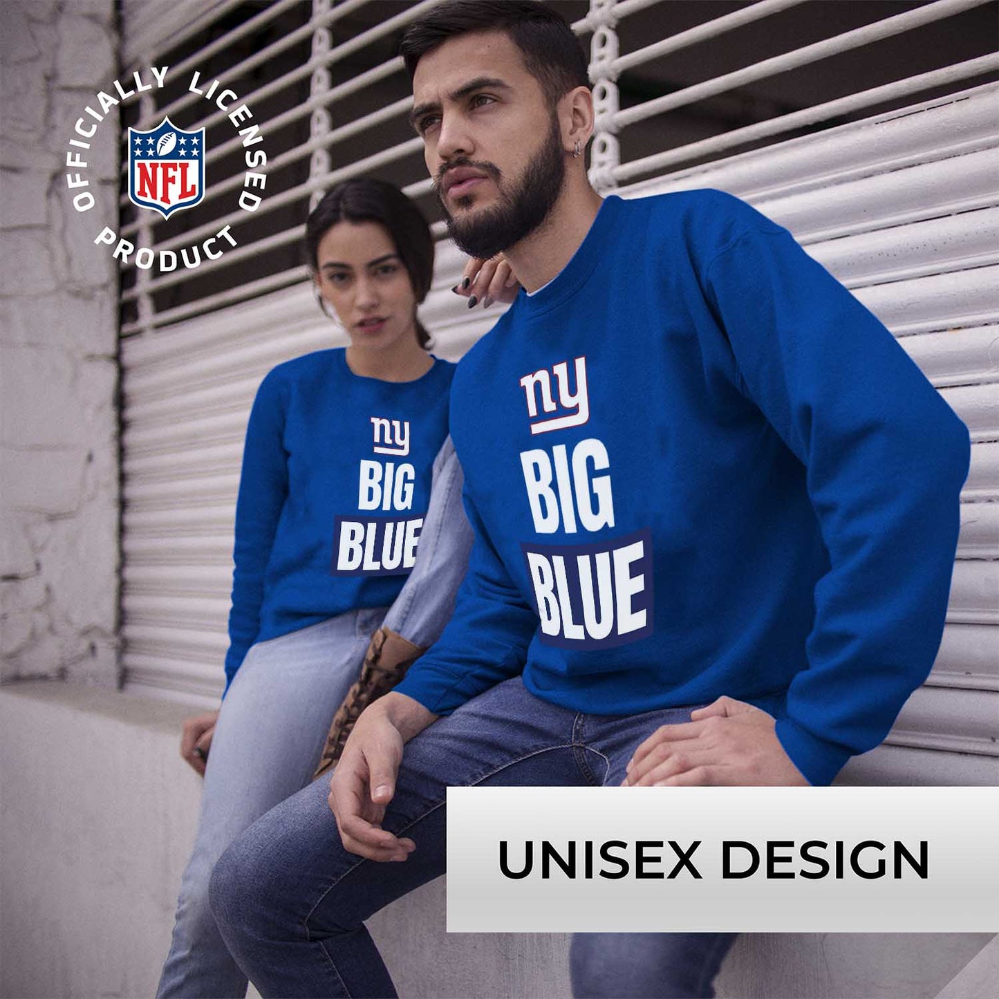 New York Giants NFL Adult Slogan Crewneck Sweatshirt - Royal