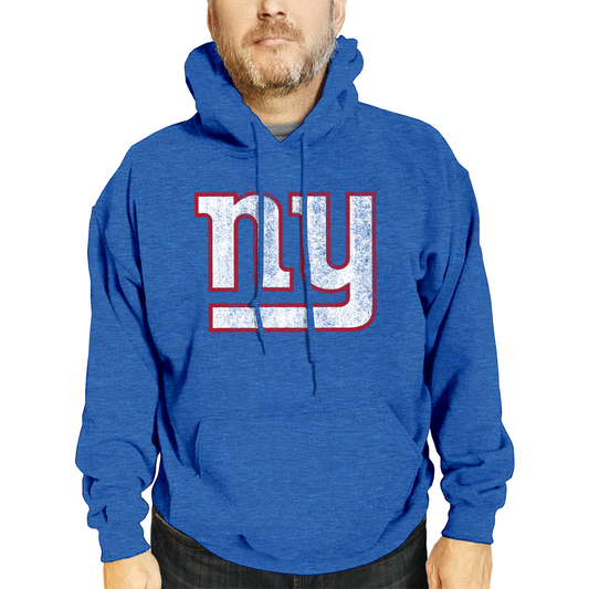 New York Giants NFL Adult Unisex Modern Throwback Ultra Soft Fleece Hooded Sweatshirt - Blue