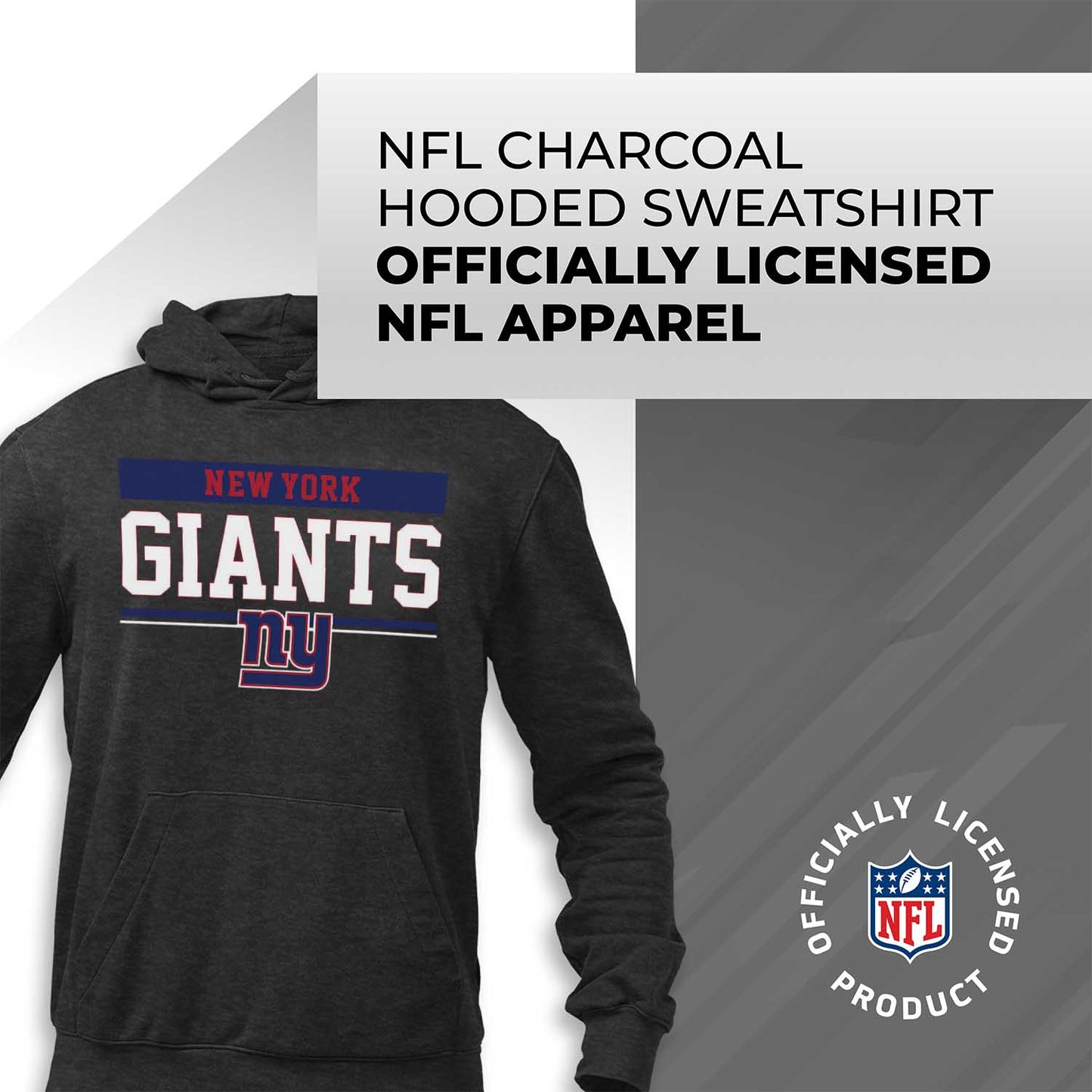 New York Giants NFL Adult Gameday Charcoal Hooded Sweatshirt - Charcoal