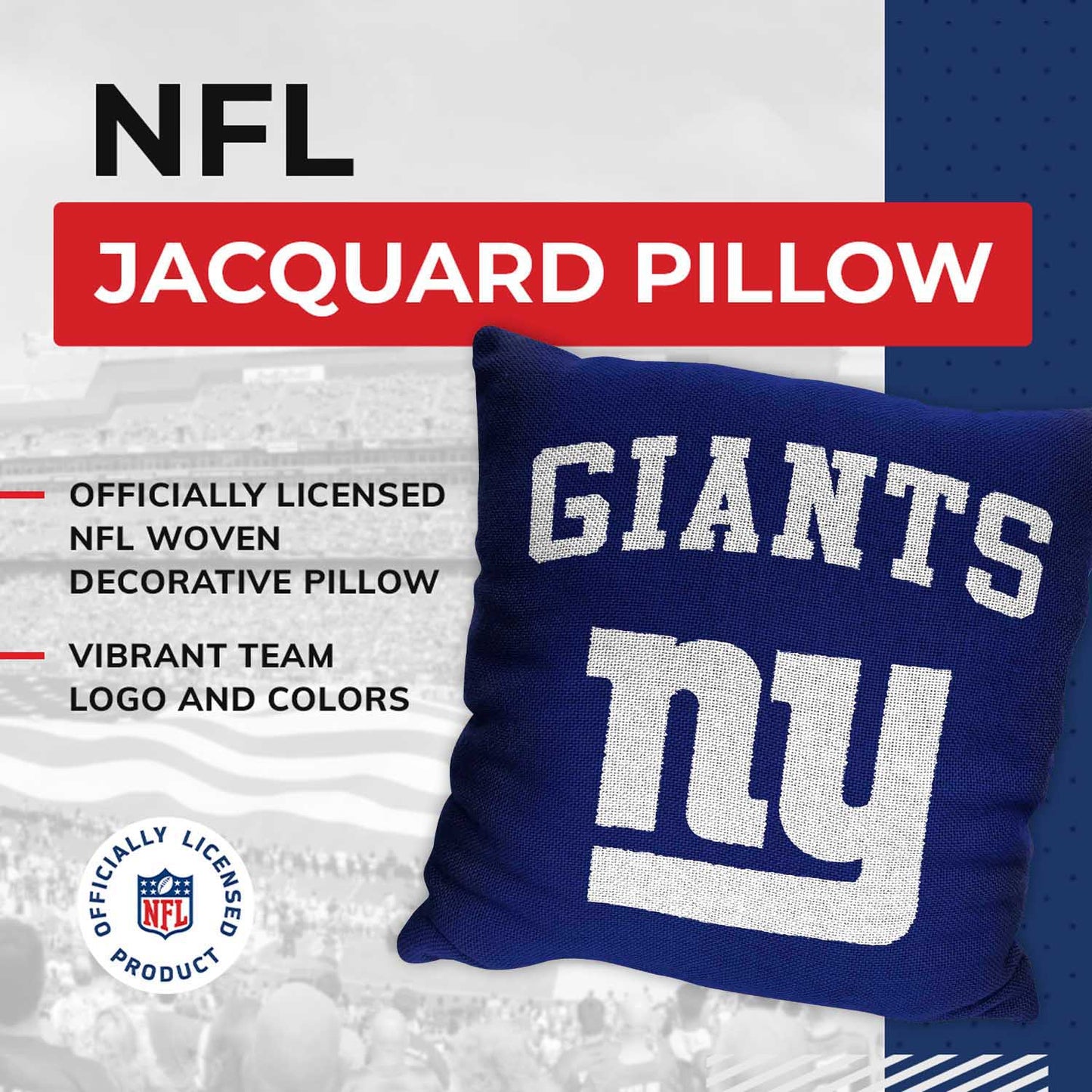 New York Giants NFL Decorative Football Throw Pillow - Royal