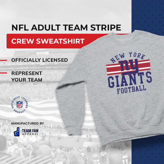 New York Giants NFL Team Stripe Crew Sweatshirt - Sport Gray
