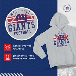 New York Giants NFL Team Stripe Hooded Sweatshirt- Soft Pullover Sports Hoodie For Men & Women - Sport Gray