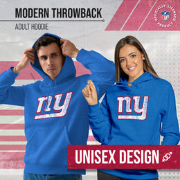 New York Giants NFL Adult Unisex Modern Throwback Ultra Soft Fleece Hooded Sweatshirt - Blue