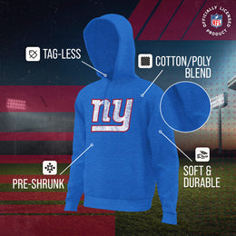 New York Giants NFL Adult Unisex Modern Throwback Ultra Soft Fleece Hooded Sweatshirt - Blue
