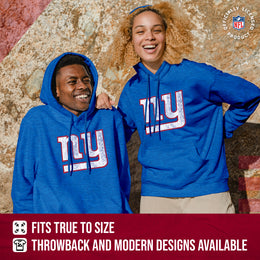 New York Giants NFL Adult Unisex Modern Throwback Ultra Soft Fleece Hooded Sweatshirt - Blue