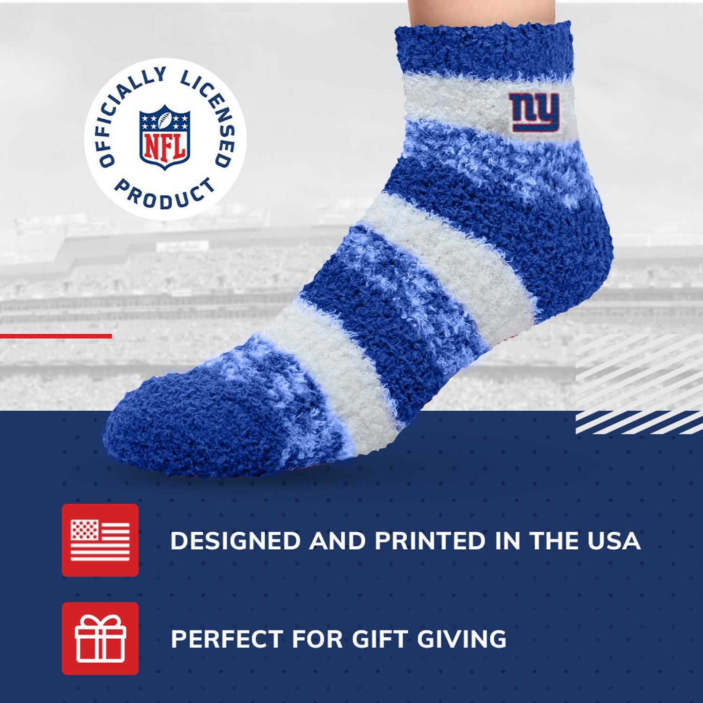 New York Giants NFL Cozy Soft Slipper Socks - Royal
