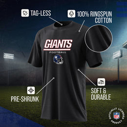 New York Giants NFL Adult Football Helmet Tagless T-Shirt - Charcoal