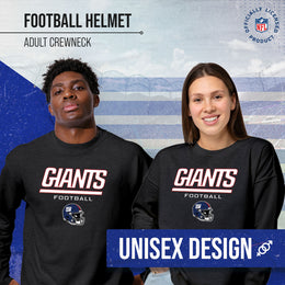New York Giants Adult NFL Football Helmet Heather Crewneck Sweatshirt - Charcoal
