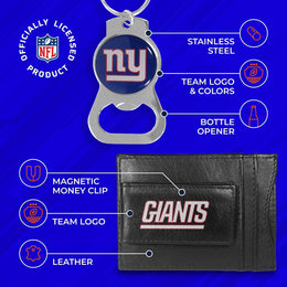 New York Giants NFL Bottle Opener Keychain Bundle - Black
