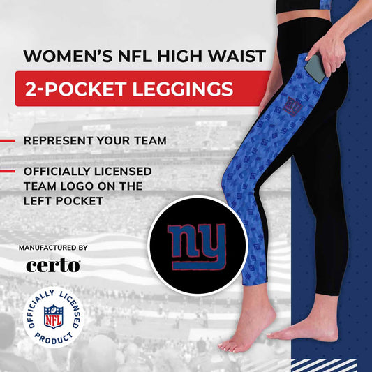 New York Giants NFL High Waisted Leggings for Women - Black