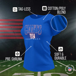 New York Giants NFL Womens Overtime Blueprint Tag-Less T-Shirt - Royal