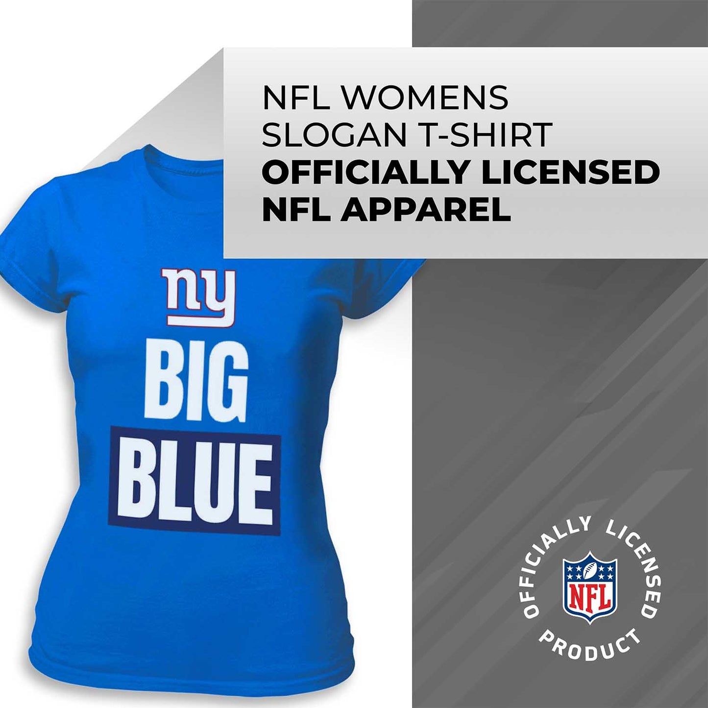 New York Giants NFL Womens Team Slogan Short Sleeve Tshirt - Royal