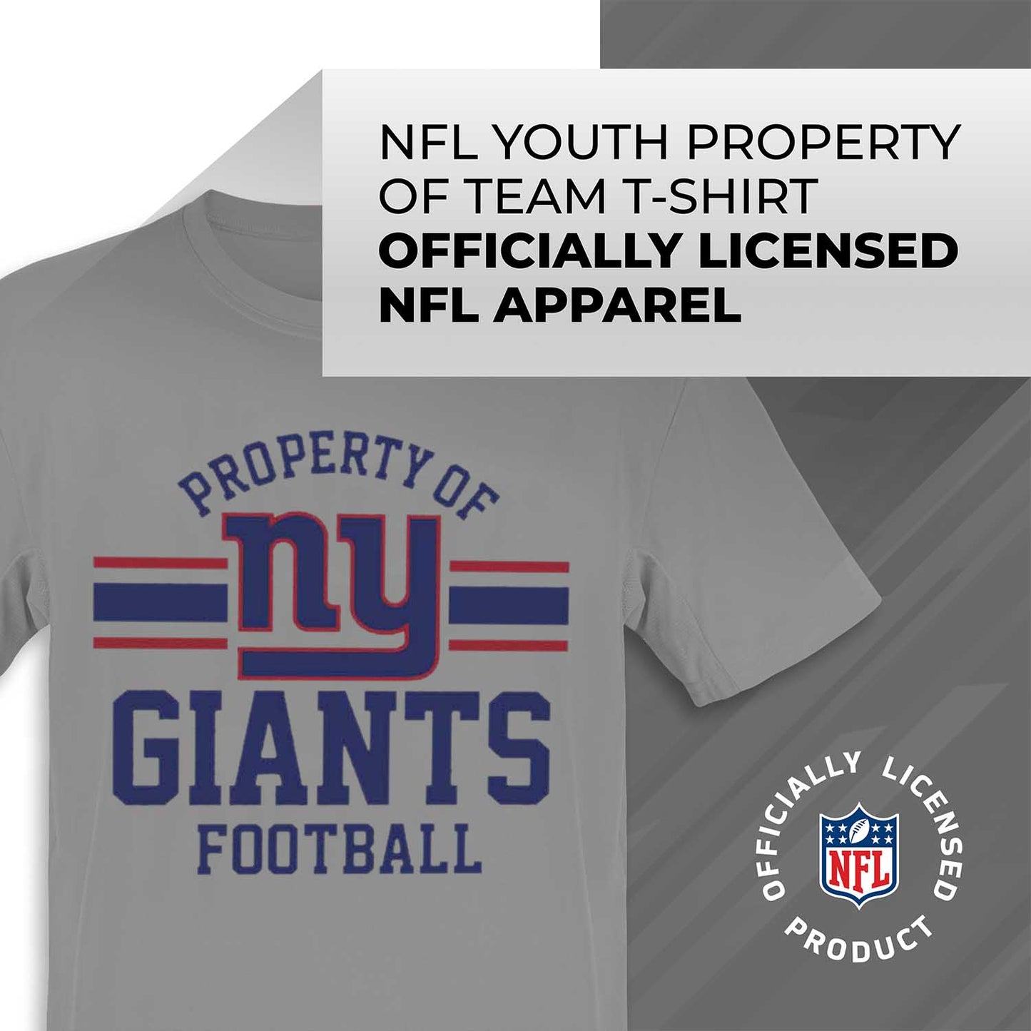New York Giants NFL Youth Property Of Short Sleeve Lightweight T Shirt - Sport Gray
