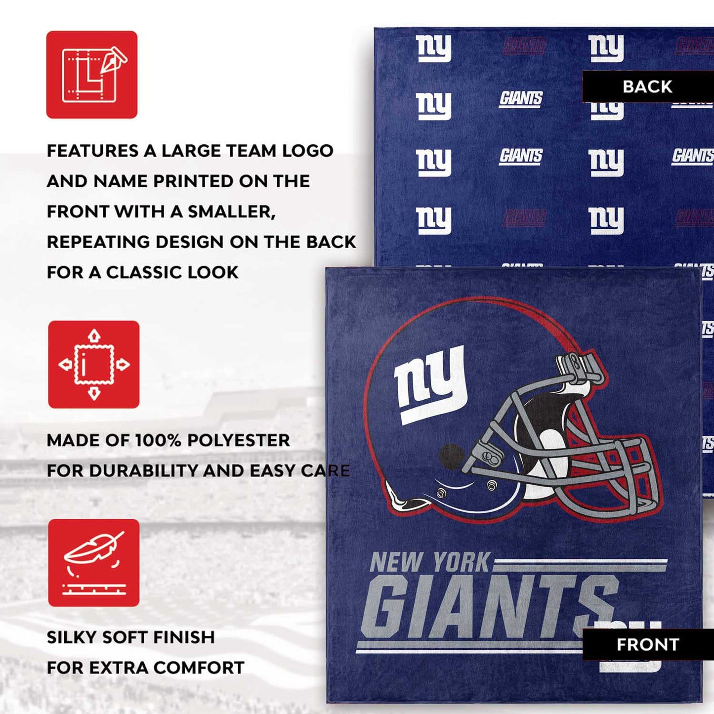 New York Giants NFL Double Sided Blanket - Royal