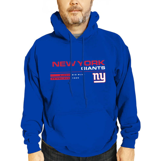 New York Giants Adult NFL Speed Stat Sheet Fleece Hooded Sweatshirt - Royal