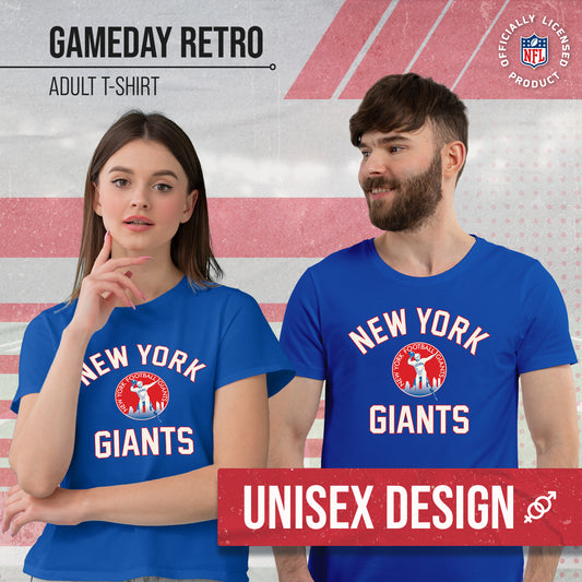 New York Giants NFL Adult Retro Gameday Unisex T-Shirt - Royal