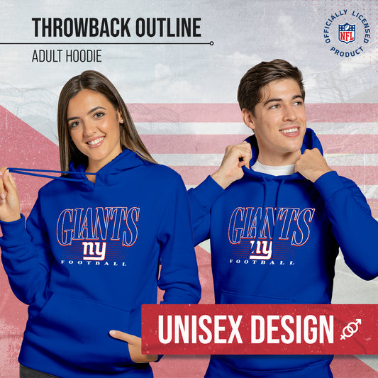 New York Giants NFL Adult Unisex Overtime Blueprint Soft Fleece Hooded Sweatshirt - Royal