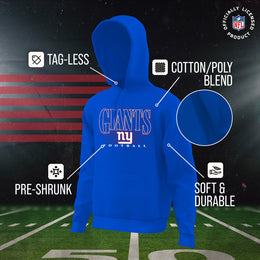 New York Giants NFL Adult Unisex Overtime Blueprint Soft Fleece Hooded Sweatshirt - Royal