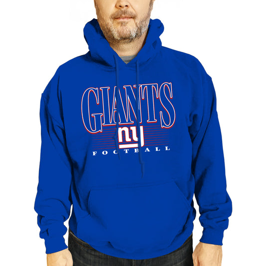 New York Giants NFL Adult Unisex Overtime Blueprint Soft Fleece Hooded Sweatshirt - Royal