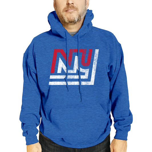New York Giants NFL Adult Unisex Modern Throwback Ultra Soft Fleece Hooded Sweatshirt - Royal