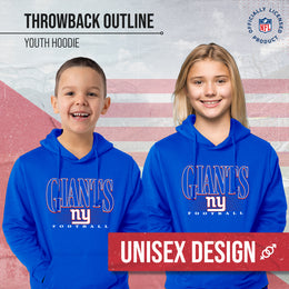 New York Giants NFL Youth Overtime Blueprint Football Fleece Hooded Sweatshirt - Royal