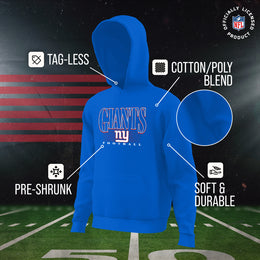 New York Giants NFL Youth Overtime Blueprint Football Fleece Hooded Sweatshirt - Royal