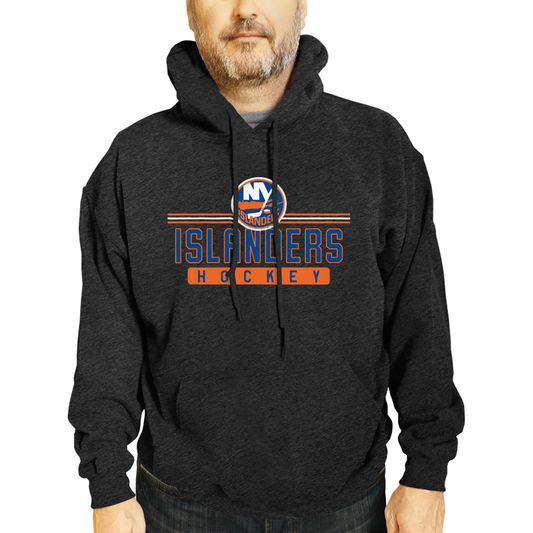 New York Islanders NHL Adult Heather Charcoal True Fan Hooded Sweatshirt Unisex - Charcoal