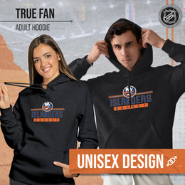 New York Islanders NHL Adult Heather Charcoal True Fan Hooded Sweatshirt Unisex - Charcoal