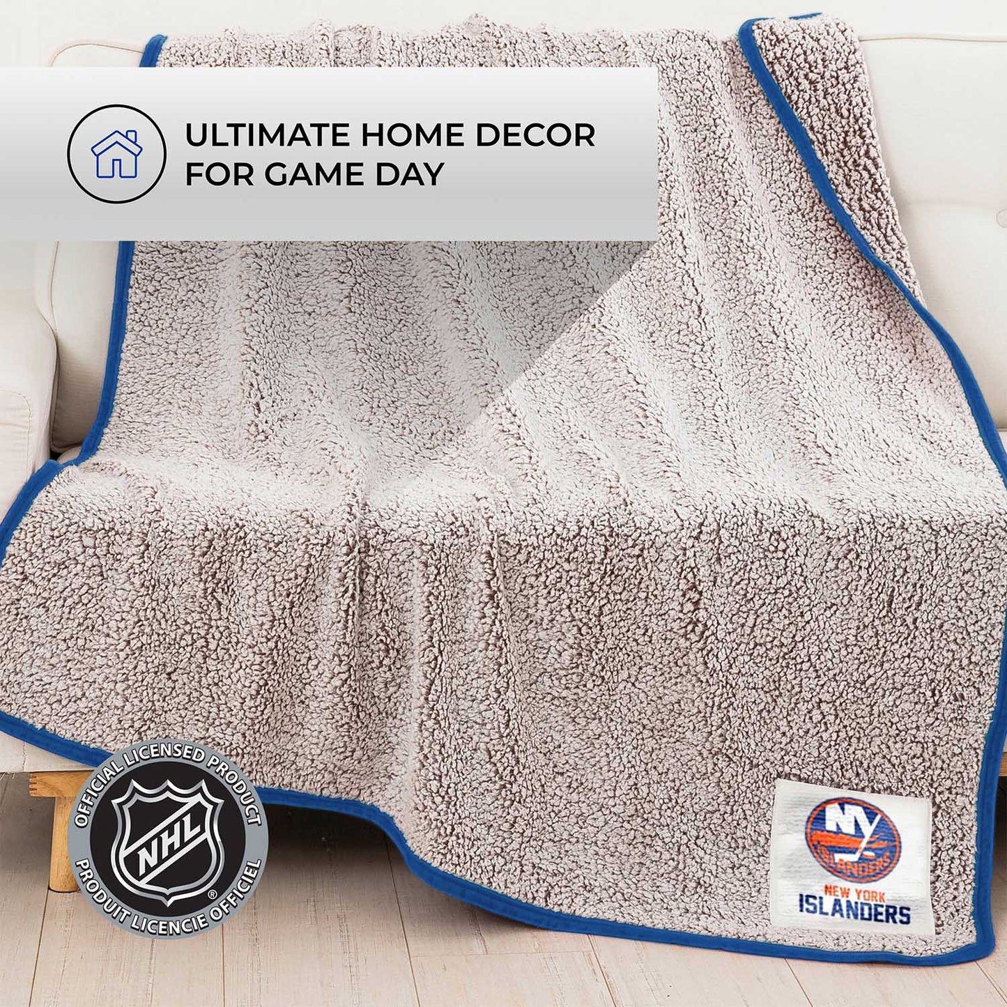 New York Islanders NHL Silk Touch Sherpa Throw Blanket - Royal