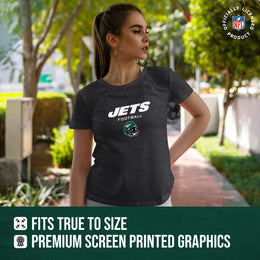 New York Jets Women's NFL Football Helmet Short Sleeve Tagless T-Shirt - Charcoal