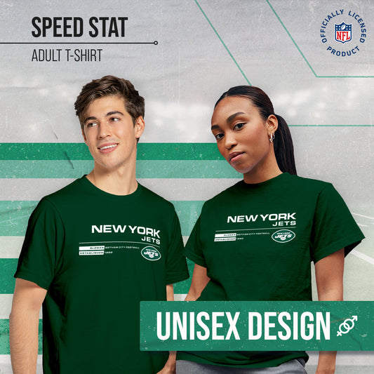 New York Jets Adult NFL Speed Stat Sheet T-Shirt - Forest Green