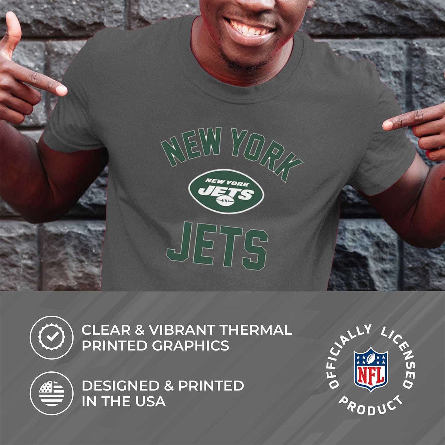 New York Jets NFL Adult Gameday T-Shirt - Gray